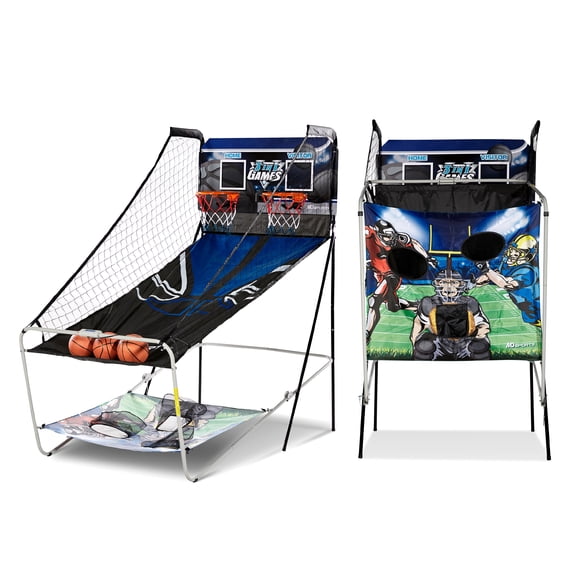 3-in-1 Arcade Basketball Combo Game, Football Baseball Indoor Sports Game with LED Electronic Scoring, by MD Sports