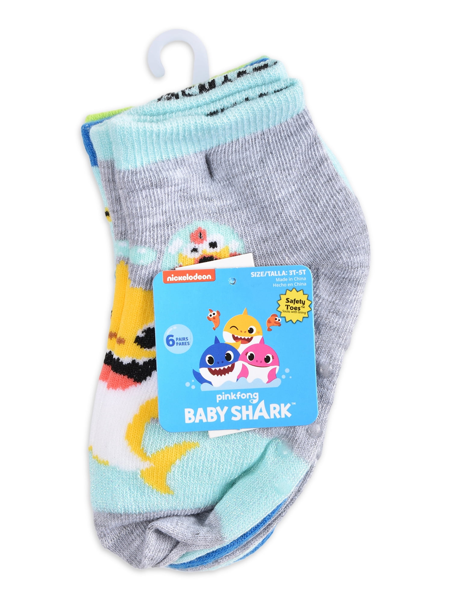 Baby Shark No-Show Breathable Printed Socks (Toddler) 6 Pack