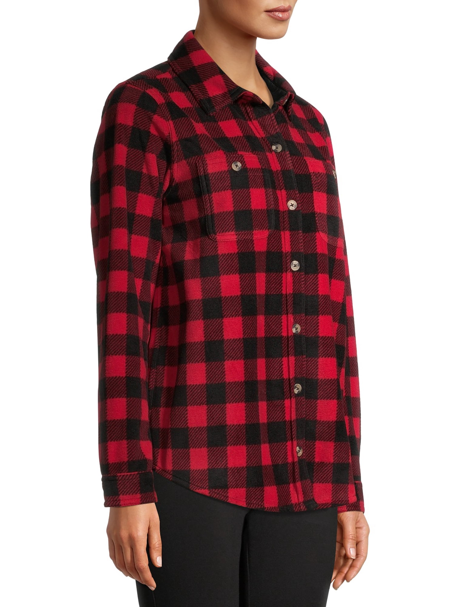 Time and Tru Long Sleeve Relaxed Fit Checked Plaid Jacket (Women's) 1 Pack