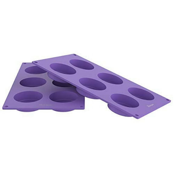 Bakerpan Silicone 2 1/2 Inch Round Disc Mold, For Tarts, Mini Cakes, Desserts, 6 Cavities Pan - Set of 2