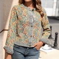 thumbnail image 6 of Vivianyn HD Women's Long Sleeve Jacquard Denim Jacket, Vintage Button Down Outerwear,Khaki,Size S-XXL, 6 of 8