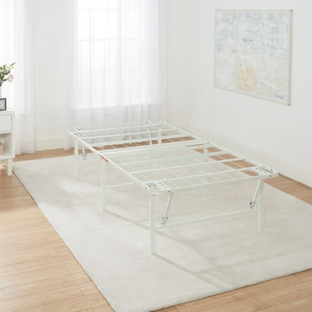 mainstays 18 high profile foldable steel twin platform bed frame white