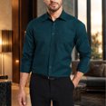 thumbnail image 2 of HISDERN Button Down Shirts for Mens Casual Forest Green Dress Shirts Regular Fit Long Sleeve Shirt, 2 of 11