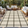 thumbnail image 2 of Linen Buffalo Check Outdoor Rug for Patio/Deck/Porch, Non-Slip Large Area Rug 3 x 5 Ft, Retro Black Lines Grid Pattern Indoor Outdoor Rugs Washable Area Rugs, Reversible Camping Rug Carpet Runner, 2 of 8