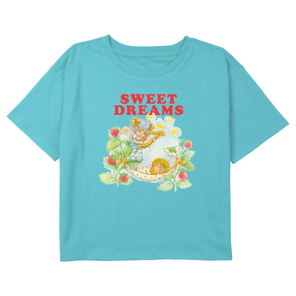 Girl's Strawberry Shortcake Angel Cake and Butter Cookie Sweet Dreams Graphic Cropped T-Shirt