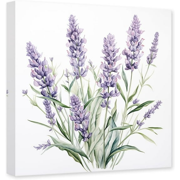 ZHONGYUTONG Lavender Canvas Wall Art Purple Flower Pictures Wall Decor Floral Plants Painting Poster Bathroom Bedroom Decor Frame (12.00"x12.00")