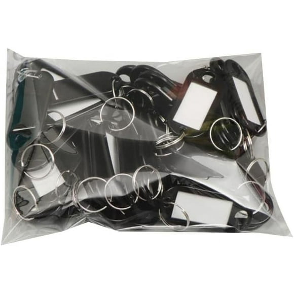 XmhyTop 50 etiquetas para llaveros, con ventana dividida y etiqueta, etiquetas para equipaje, identificadores prácticos para llaves, con ventana dividida y etiqueta (negras)