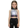 thumbnail image 2 of YMNXA Big Kids Girls Tank Top Sleeveless Turtleneck Letter Print Comfortable Fashion Crop Top For Party And Performance Silver 3-4 Years, 2 of 4