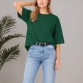 thumbnail image 2 of IMENGL Long Sleeve Shirts for Women Casual Round Neck Tees Color Cotton Blouses Comfy Fit Pullover Breathable Ladies Fashion Daily Loose Basic Womens Long Sleeve Top,M-XXXXXL, 2 of 4