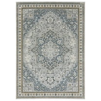 Oriental Weavers Ellington Area Rug - ELL02 - 5'3" x 7'6" - in Brown/ Blue - Vintage Inspired, Stain Resistant, Family and Pet Friendly , Bedroom, Office Rug