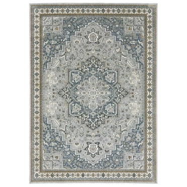 Oriental Weavers Ellington Area Rug - ELL02 - 3'10" x 5'5" - in Brown/ Blue - Vintage Inspired, Stain Resistant, Family and Pet Friendly , Entrway, Bedroom Rug