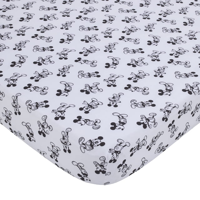 Sábana para cuna Disney Mickey Mouse Timeless Mickey en blanco y negro