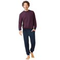 thumbnail image 3 of hajo pijama de hombre conjunto de 2 piezas - largo, puños, cuello redondo, Algodón Premium Vino tinto 3XL (XXX-Large), 3 of 3