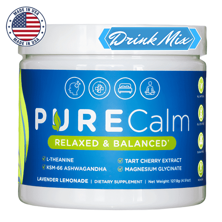 PURE Calm Stress Relief Drink Powder – Naturally Calm, Anytime – Lavender Lemonade, 30 Servings