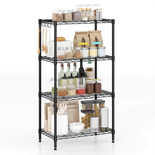 Costway Étagère de Rangement en Métal à 4 Niveaux, Capacité de 600 Lb, Organisateur de Rangement avec Support en V