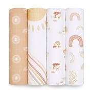 Aden + Anais Essentials 100% Muslin Cotton Swaddle Blanket, Unisex, 4 Pack, Keep Rising
