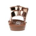 thumbnail image 4 of bebe Girl's Shiny Gladiator Flat Sandals with Glittery Strap Design - Flat Sandals for Toddler, Rose Gold, 7, 4 of 8