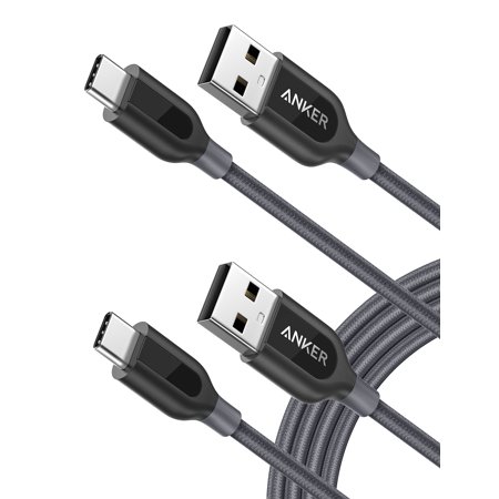 [2-Pack, 6ft] Anker PowerLine+ USB-C to USB-A, Double-Braided Nylon Fast Charging Cable,