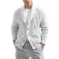 thumbnail image 2 of CharmCyan Men Shawl Collar Cable Knit Cardigan Sweater Button Down Long Sleeve Chunky Knitwear Casual Outwear Soft Warm Knit Jacket White M, 2 of 2