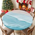 thumbnail image 5 of Round Tablecloth Aqua Blue Coastal Beach Elastic Edge Fitted Ocean Sea Water Plastic Table Cover,Waterproof Oil Proof for Dinner,Outdoor, Picnic, 36" - 44"&nbsp; DIA Tables, 5 of 9