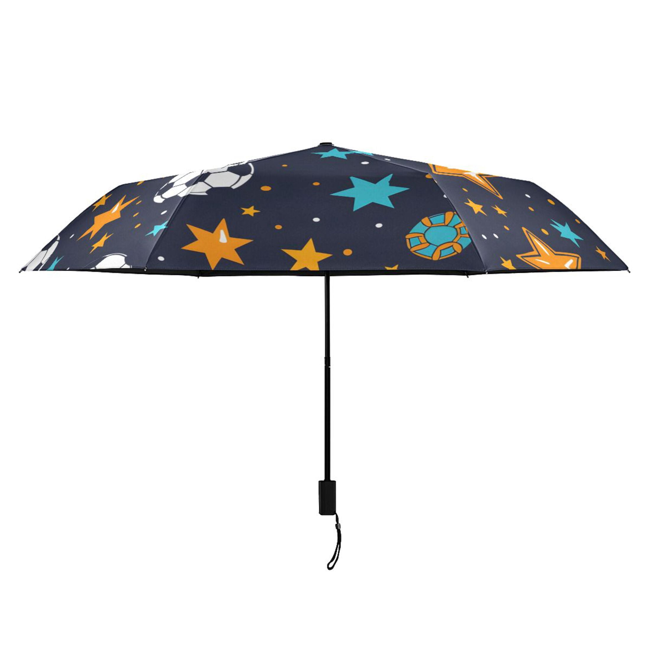 ALAZA Football and Star UPF 50+ Compact Folding Umbrella for Rain Travel Umbrella Packable