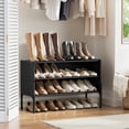 thumbnail image 2 of BGTREND 3 Tier Shoe Rack with Cover 12 Pairs Shoe Shelves Organizer for Closet, Entryway, Hallway, Bedroom, Black, 2 of 7
