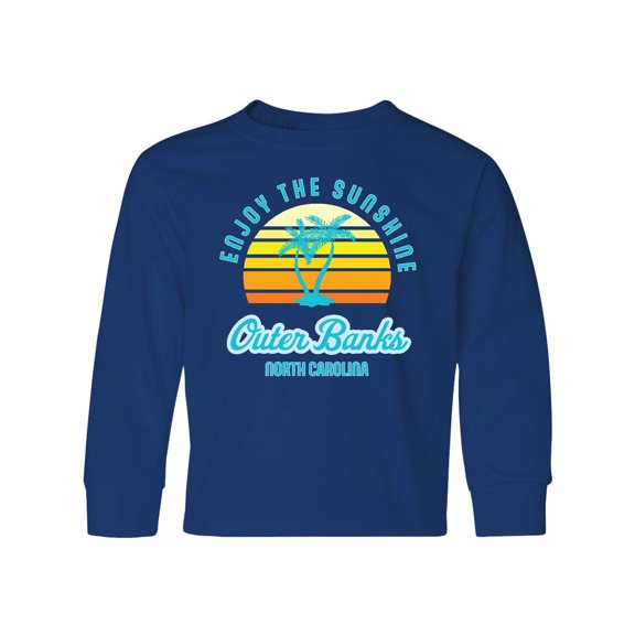 Inktastic Summer Enjoy the Sunshine Outer Banks North Carolina in Blue Long Sleeve Youth T-Shirt