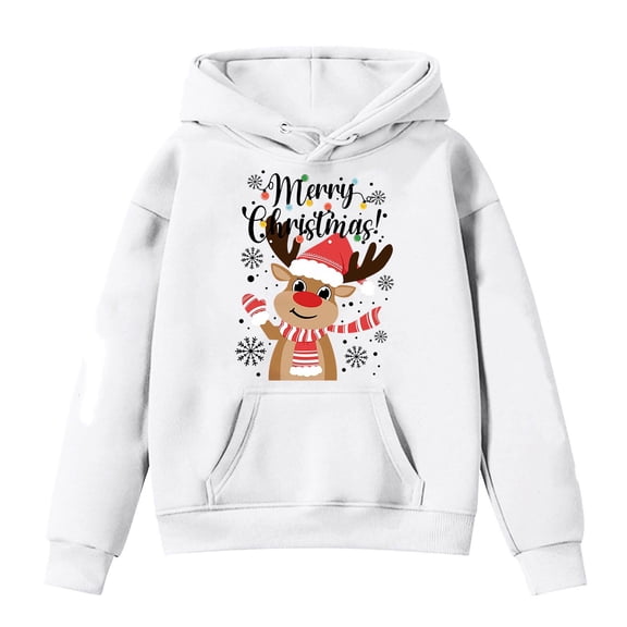 Christmas Sweater Boys Girls Christmas Sweatshirts Funny Xmas Hoodies Pullovers Color: White Size: 8-10 Years
