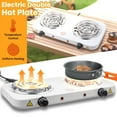 thumbnail image 2 of Hinzonek 2000W Portable Electric Double Burner, Hot Plate Kitchen Cooktop Cooking Stove Frying Pan and Easy to Clean for Home or Dorm, Adjustable Temperature, White, 2 of 10