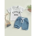 thumbnail image 3 of nvzhuang Kid Pants Suit, Boy Short Sleeve Letters Tops + Casual Street Drawstring Short Pants, 3 of 8