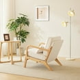 thumbnail image 5 of UBesGoo Modern Arm Chair Linen Fabric Upholstered Comfy Reading Accent Chair with Solid Wood Frame Beige and Oak, 5 of 8