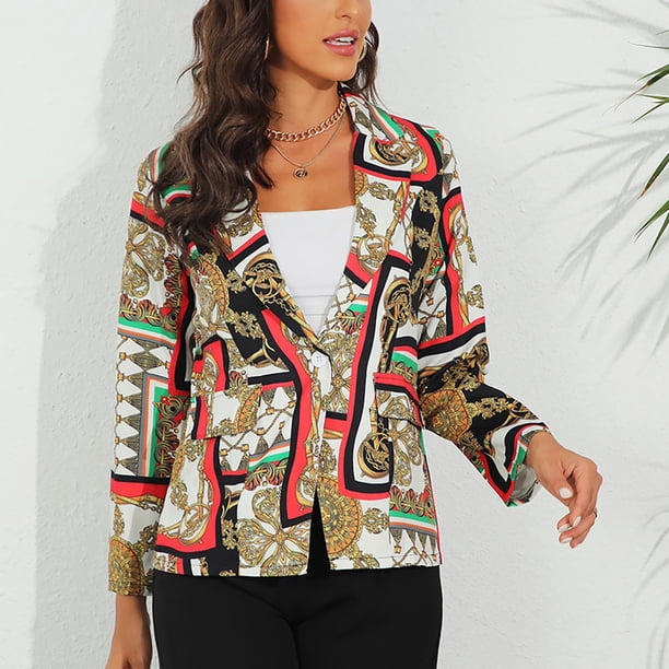 Puntoco Blazer de bolsillo con botones y solapa suelta para mujer Puntoco Puntoco-7222
