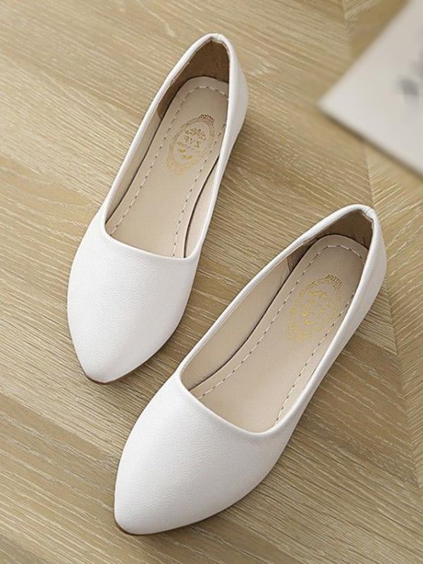 objact-20 Slip On Casual Round Pointed  Cap Toe Synthetic Women Flats Shoes Nude
