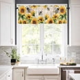 thumbnail image 3 of Sunflower Farmhouse Kitchen Curtains, Spring Summer Floral 3-Piece Kitchen Curtain Valance and Tiers Set 24 Inch Length, Vintage Bee Rod Pocket Half Window Curtains for Cafe Living Room Bathroom, 3 of 7