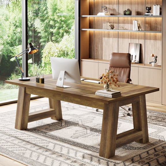 Tribesigns 70.8" Executive Desk, Large Office Computer Desk with Thickened Frame
