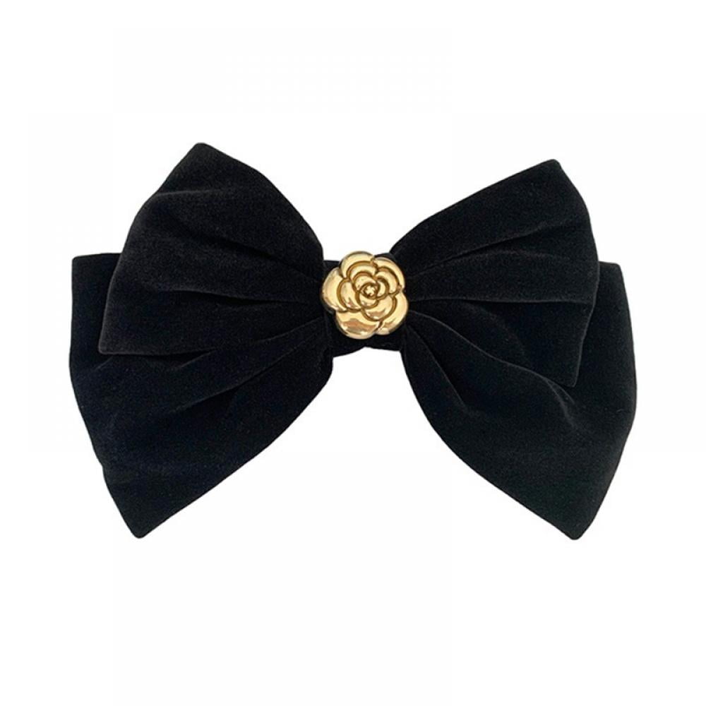 ChYoung Aosijia Retro Hair Bow Clips for Women Girls Black Big Bow Hair Clips French Barrettes Clip Bowknot Hairpin Hair Accessories, Size: One Size