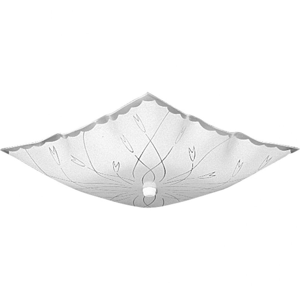 Progress Lighting 12" Traditional 2 Light White Ceiling Light Decorative Square Glass Shade