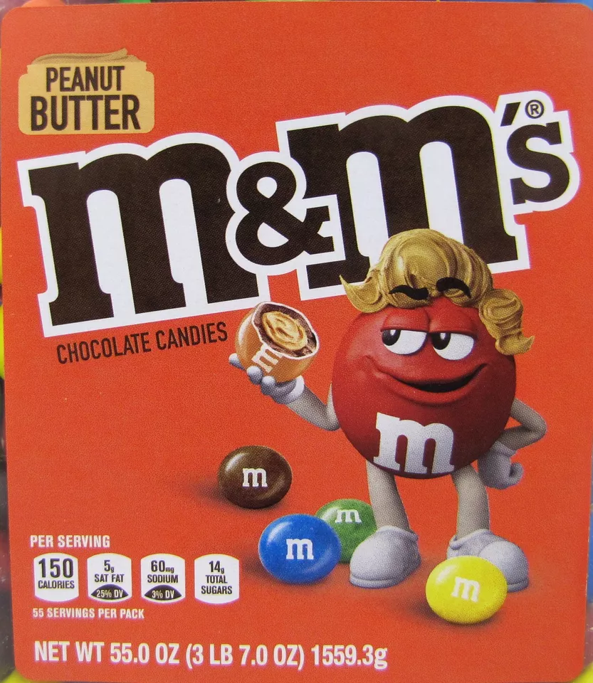 M&Ms Peanut Butter Candy 55 oz Jar M&M's M & M Chocolate Candies Tub Bulk 3.43LB