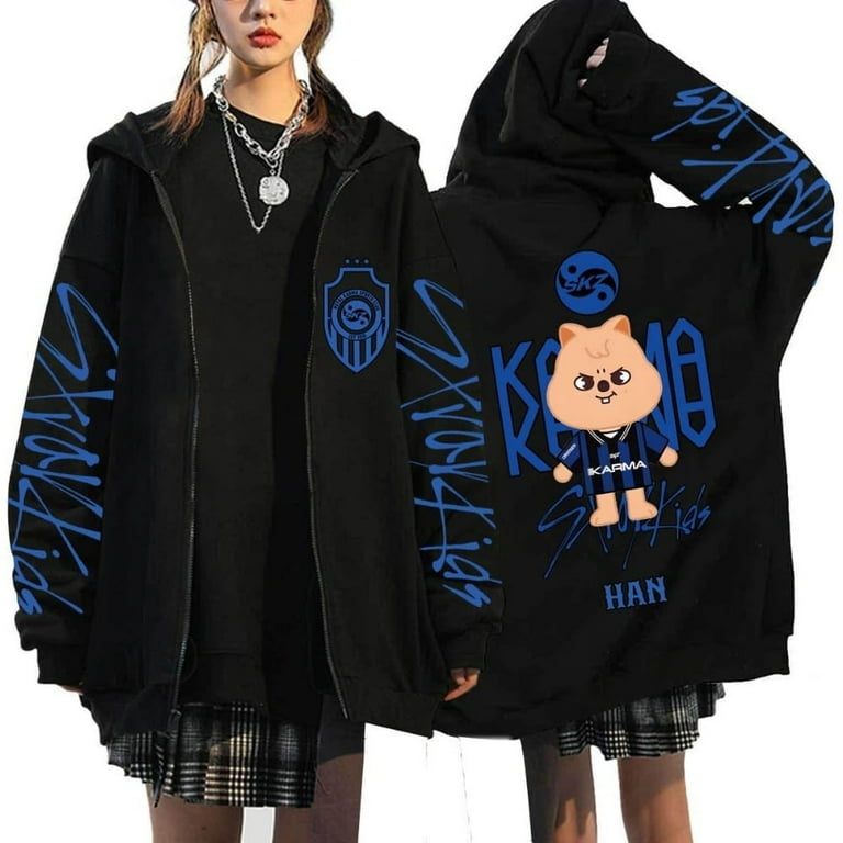 kpop Stray Kids SKZ Karma Merch Zip Up Hooded Drawstring Pocket
