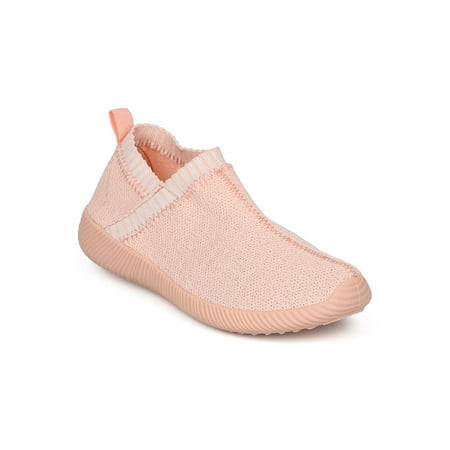 Jogging Shoes Review - New Women Qupid Nacara-06 Knit Fabric Lace Free Jogger Sneaker