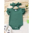 thumbnail image 5 of Newborn Baby Girl St Patricks Day Outfit Romper Tops Four Leaf Clover Suspender Skirt Overall Dress Headband 3Pcs Clothes Set, 5 of 9