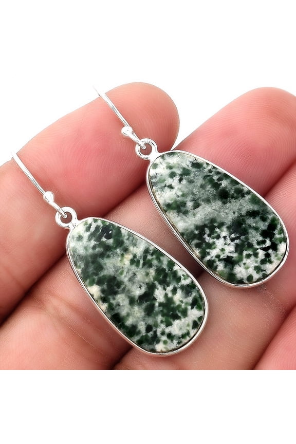 Natural Dioptase 925 Sterling Silver Adult Women Earrings Jewelry SDE53261
