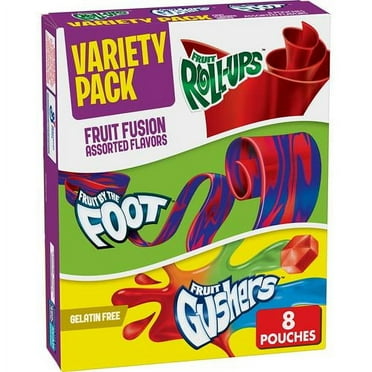 Fruit Roll-Ups, Fruit By The Foot, Gushers Fruit Flavored Snacks Variety Pack, Gluten Free, 8 Ct, 5.1 Oz