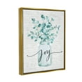 thumbnail image 3 of Stupell Industries Aqua Blue Plant Leaves In Jar Joy Text Design Metallic Gold Framed Floating Canvas Wall Art, 24x30, by Lettered and Lined, 3 of 6
