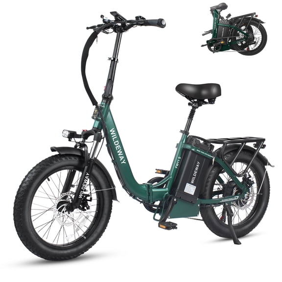 Wildeway Folding Electric Bike for Adults with 32Ah Battery Long Range 750W Motor 28MPH,20"x 3.0"Fat Tire Foldable EBike,7 Speeds, Snow Mountain Bike Beach Off-road Ebike with UL2849