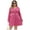 Hot Pink, variant on Women's Plus Size Ribbed Buttoned V Neck Long Sleeve Dress with Stretch 95% Polyester 5% Elastane For Work Or Casual