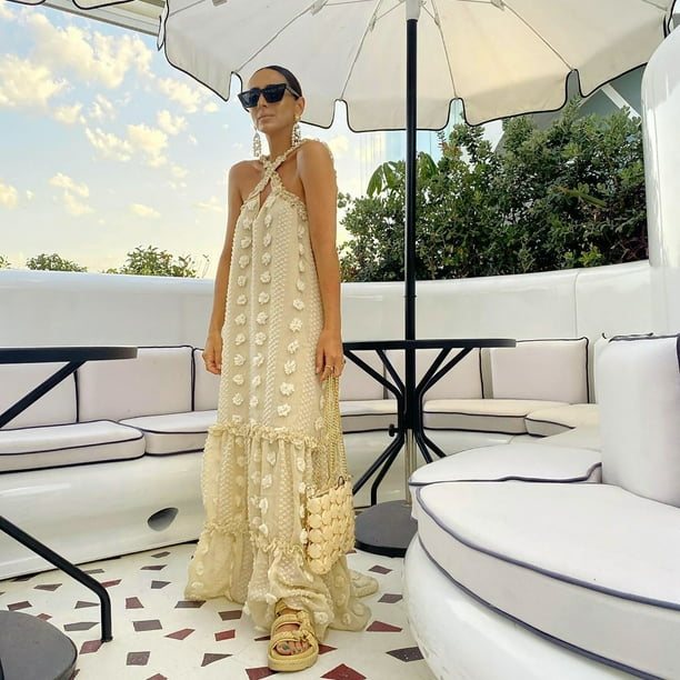 Bigersell Womens Maxi Dresses Women's Fashion Bohemian V-Neck Loose  Sleeveless Solid Mid-calf Dress Women Maxi Dress Style 42323, Female Extra  long Dresses Beige L - Walmart Business Supplies