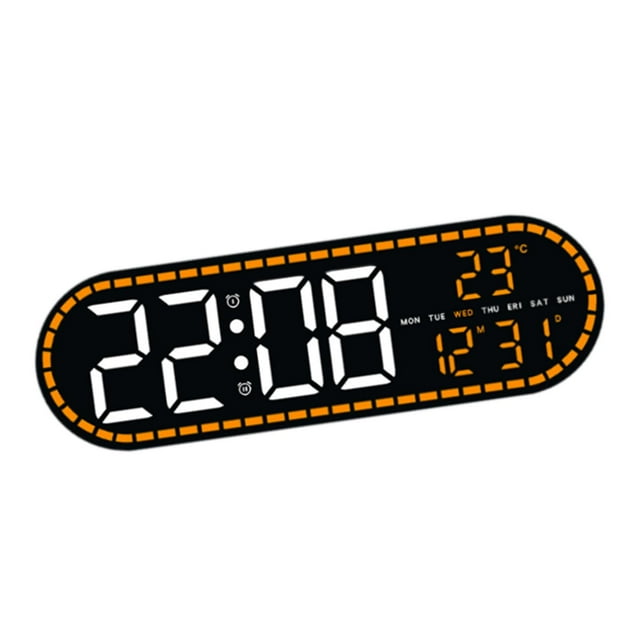 Reloj despertador digital con pantalla de temperatura, moderno y minimalista, LED, de pared, electrónico, para oficina, escritorio, dormitorio, sala Luz naranja