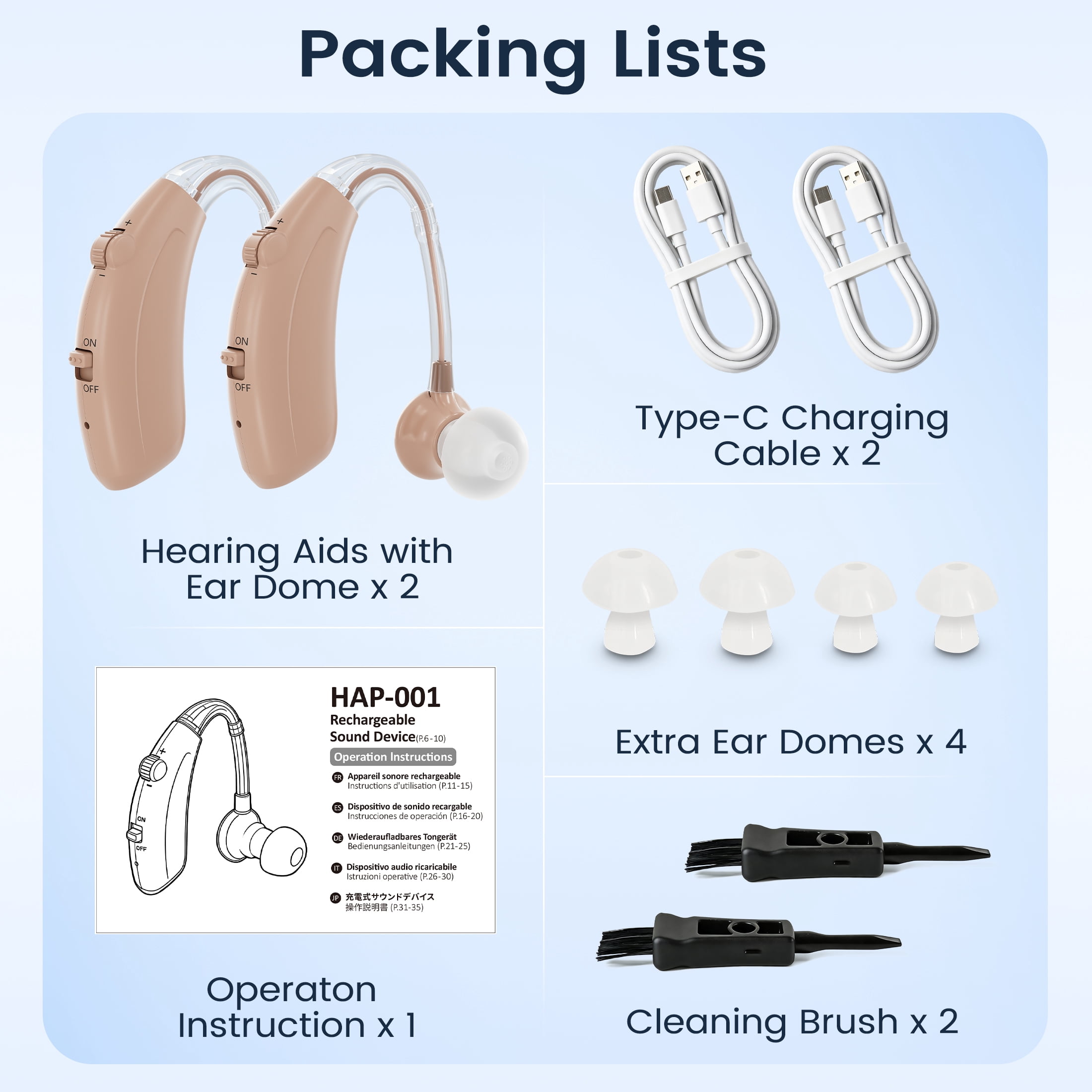 ELCTRTICI Hearing aids for Seniors,Rechargeable,Clear Sound,Noise Cancelling,Adjustable Volume HAP-001