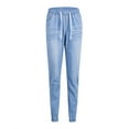 thumbnail image 2 of Pantalon en Denim Extensible Taille Élastique pour Femmes, 2 of 5